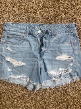 American Eagle Outfitters Light Wash Distressed Denim Shorts